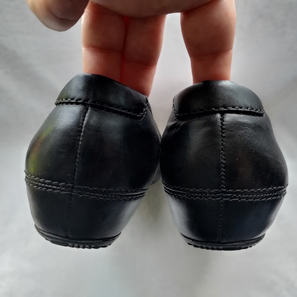 Ecco | Black Leather Wedge Shoes with Silver Buckle Womens Size 38 Womens 8 - Picture 13 of 13